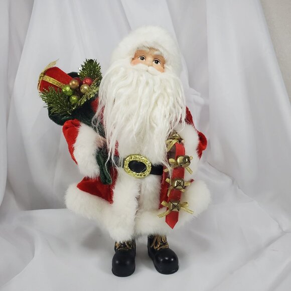 Vintage Santa Claus Figurine With Gift Bag 11.5 inch Tall Christmas - Picture 1 of 10